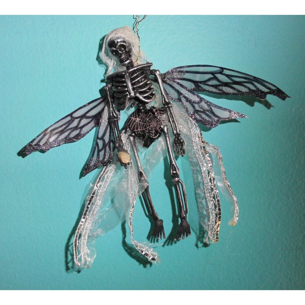 Handmade Creepy Skeleton Fairy Ornament oddity curiosity Halloween tooth fairy